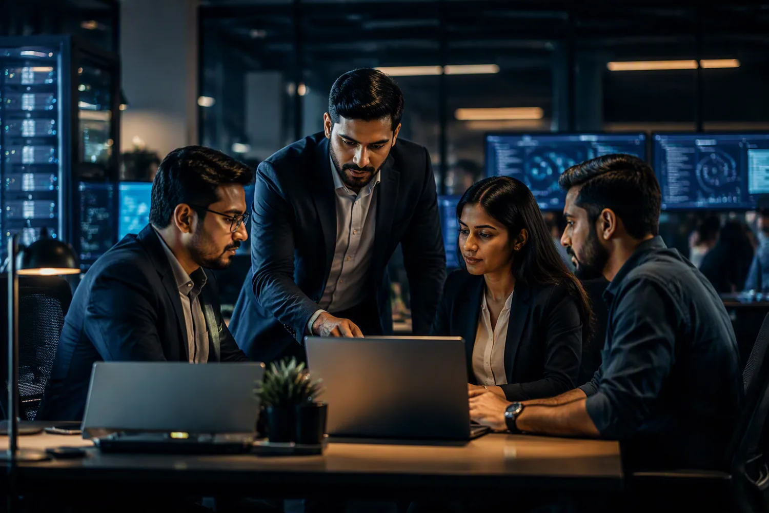 IT consulting team collaborating on technology systems